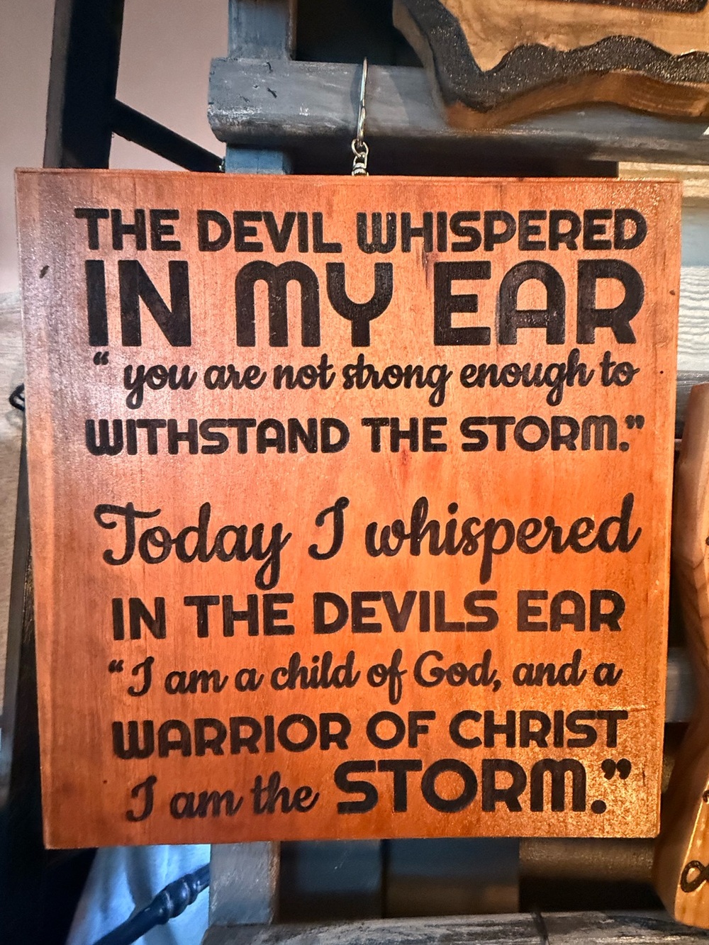 Inspirational Wooden Wall Sign - Brown with Black Text - Cherry wood - engraved